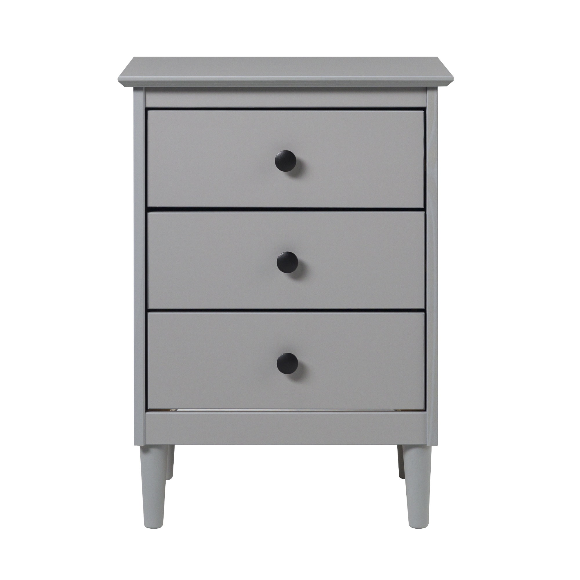 Classic Solid Wood 3-Drawer Nightstand – Grey  - Image 4