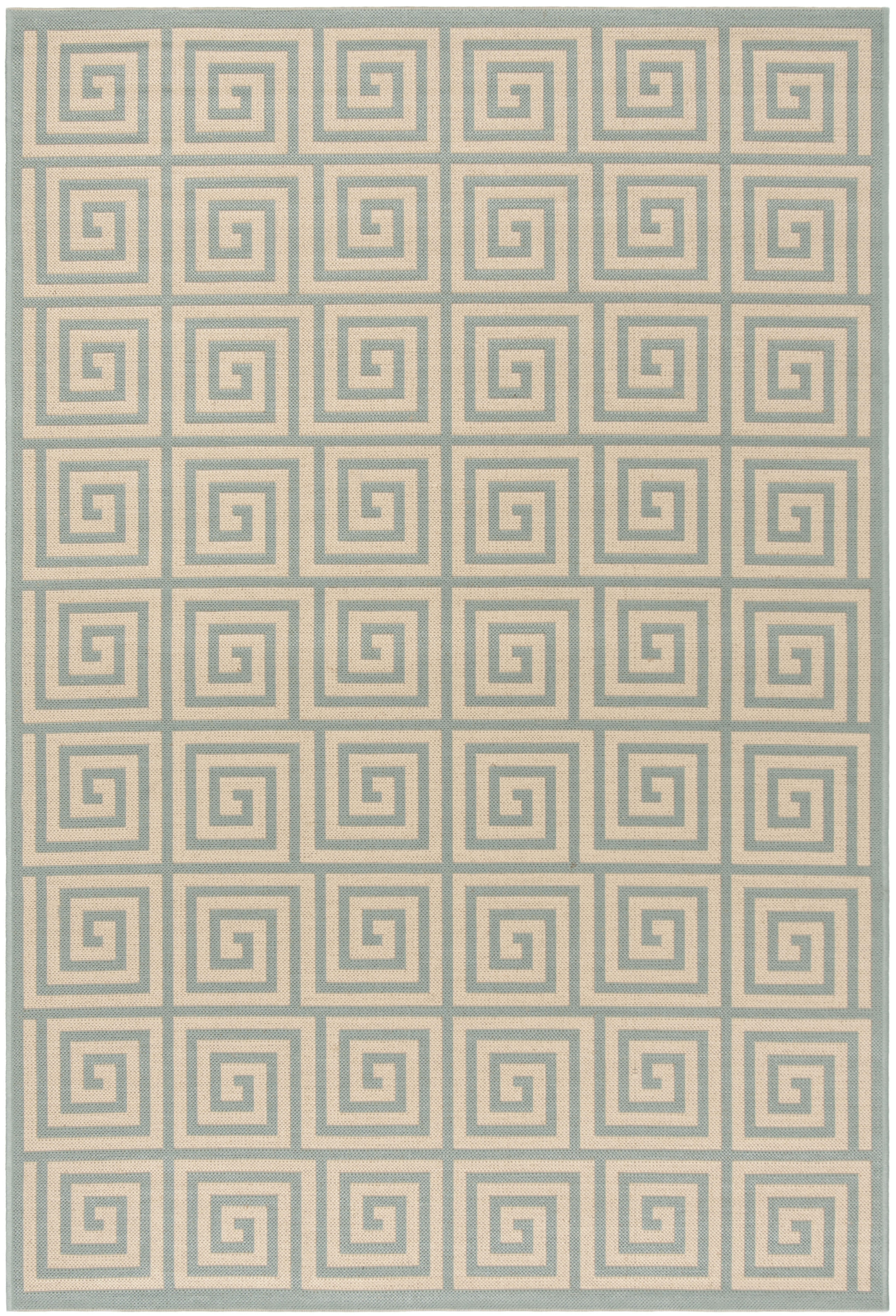 Arlo Home Indoor/Outdoor Woven Area Rug, LND129L, Cream/Aqua,  5' 1" X 7' 6" - Image 0
