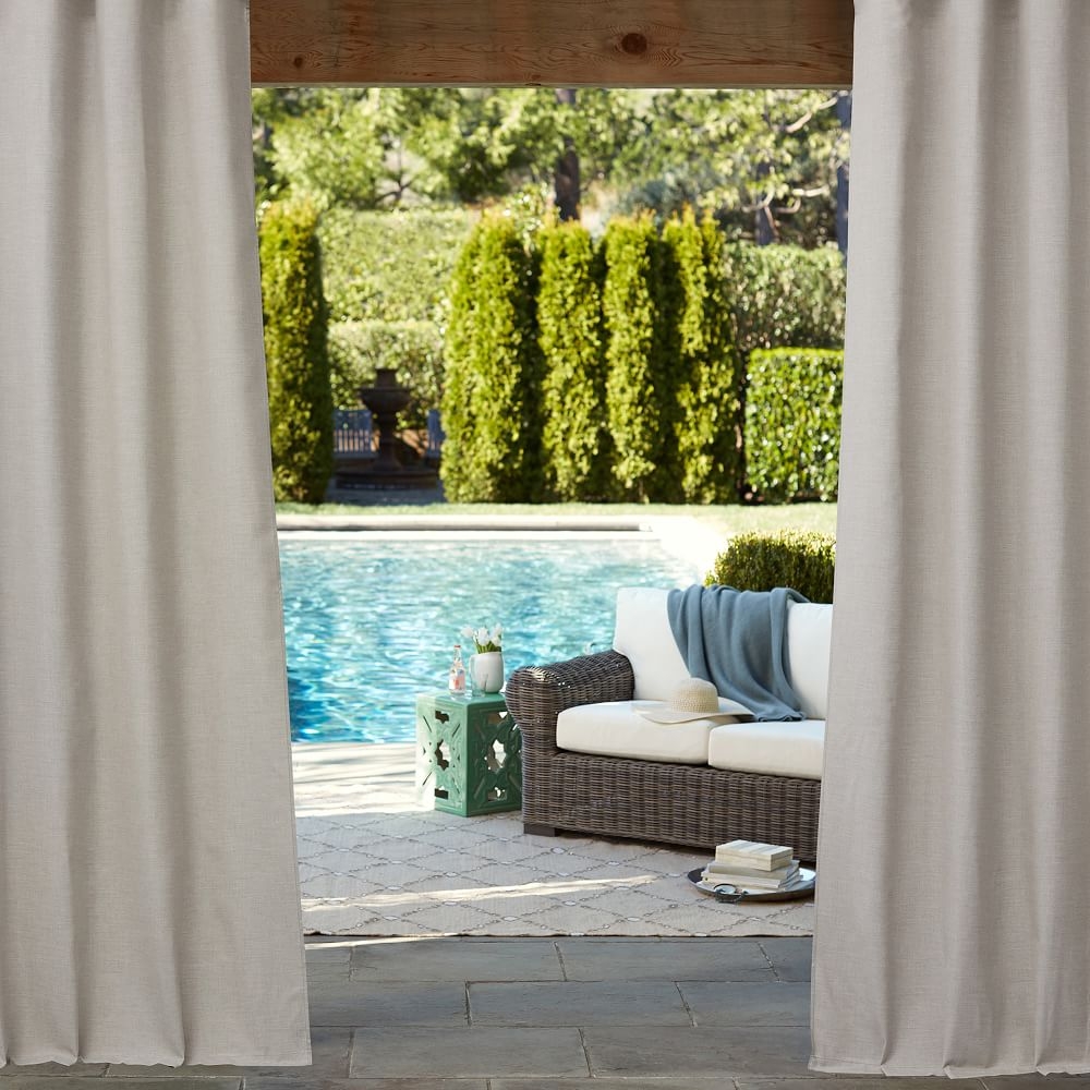 Sunbrella Indoor/Outdoor Solid Cast Curtain, Silver, 48"x84" - Image 0