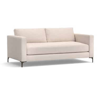 Jake Upholstered Grand Sofa 96" with Bronze Legs, Polyester Wrapped Cushions, Performance Heathered Basketweave Navy - Image 3
