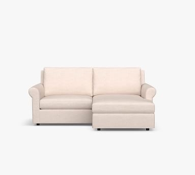 Sanford Roll Arm Upholstered Sofa with Reversible Storage Chaise Sectional, Polyester Wrapped Cushions, Performance Everydayvelvet(TM) Smoke - Image 1