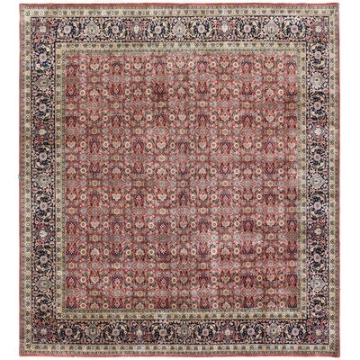 One-of-a-Kind Nayini Hand-Knotted 2000s Herati Red 8'1" x 8'11" Wool Area Rug - Image 0