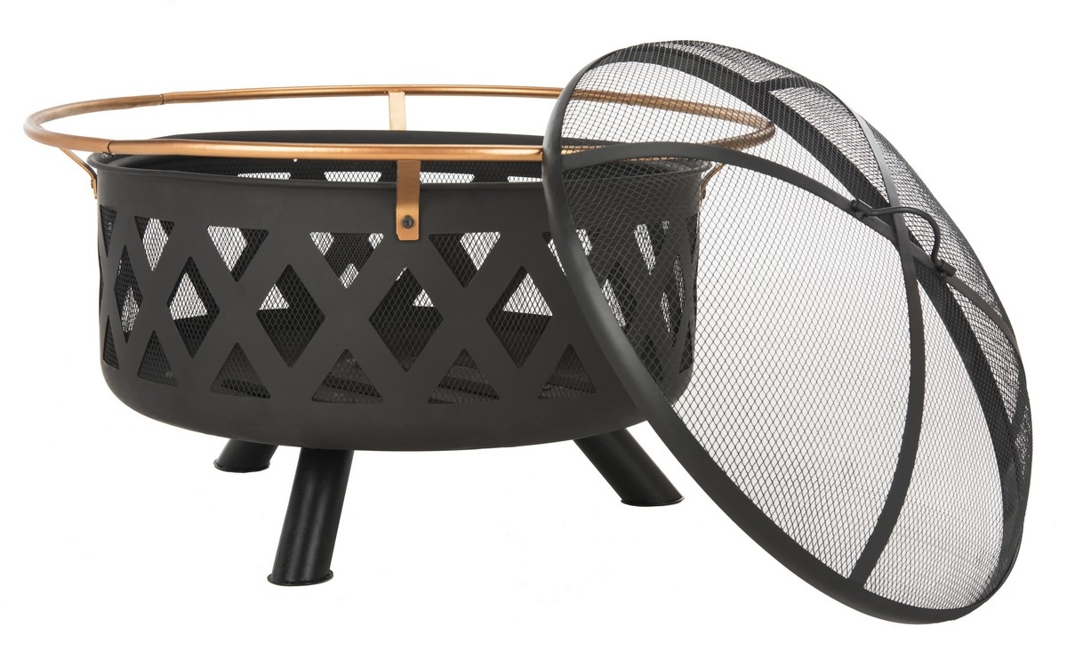 Bryce Round Fire Pit - Copper/Black - Safavieh - Image 1