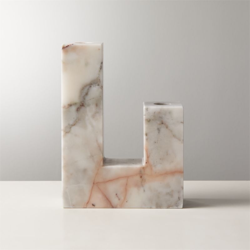 Decks Holds 2 Red Marble Taper Candle Holder - Image 2
