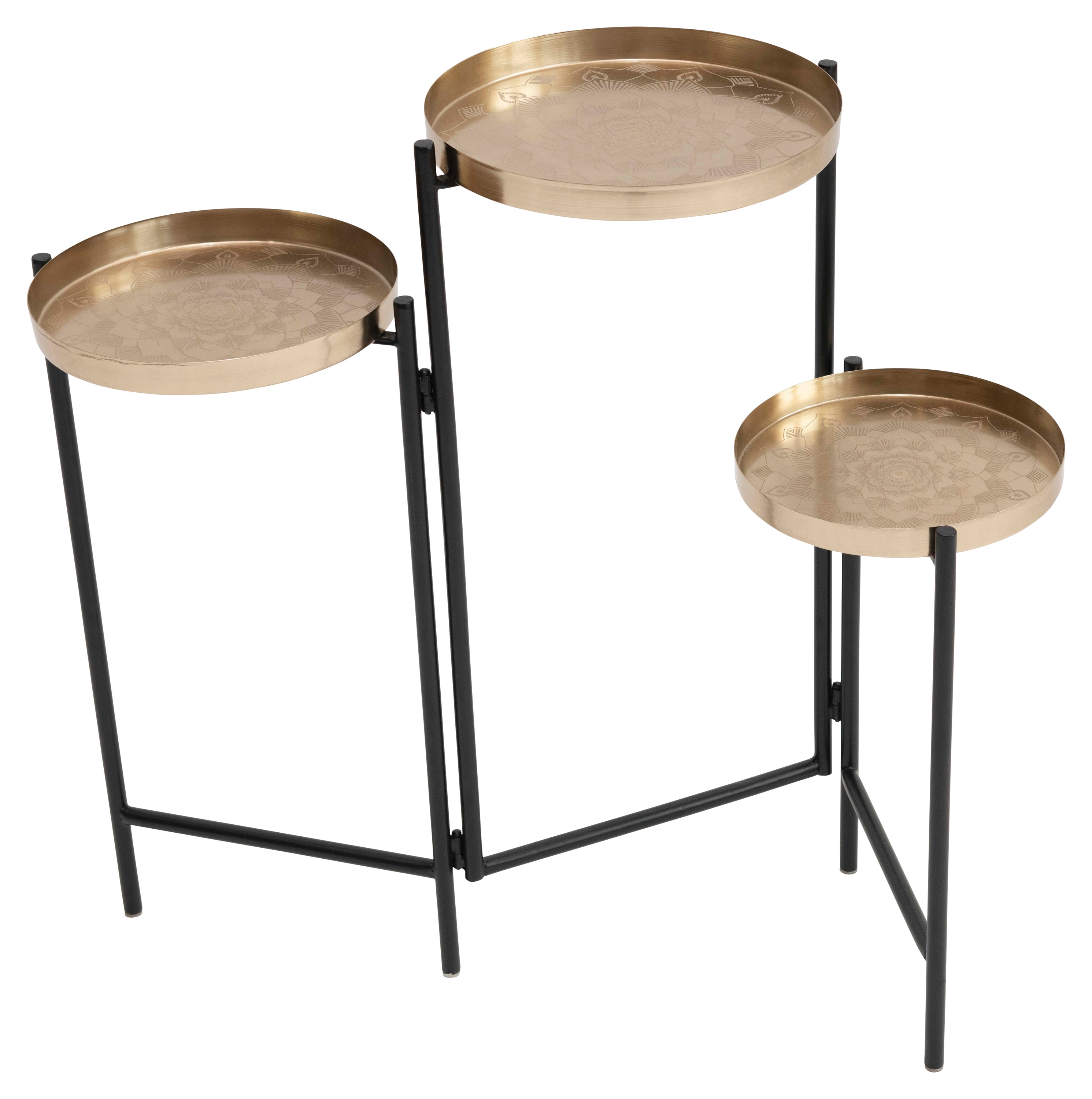 30"L Foldable 3-Tier Plant Stand with Tray-Style Tops - Image 0