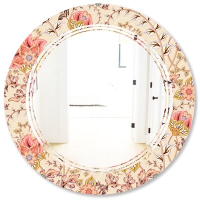 Oriental Floral Paisley Triple C Traditional Frameless Wall Mirror - Image 0