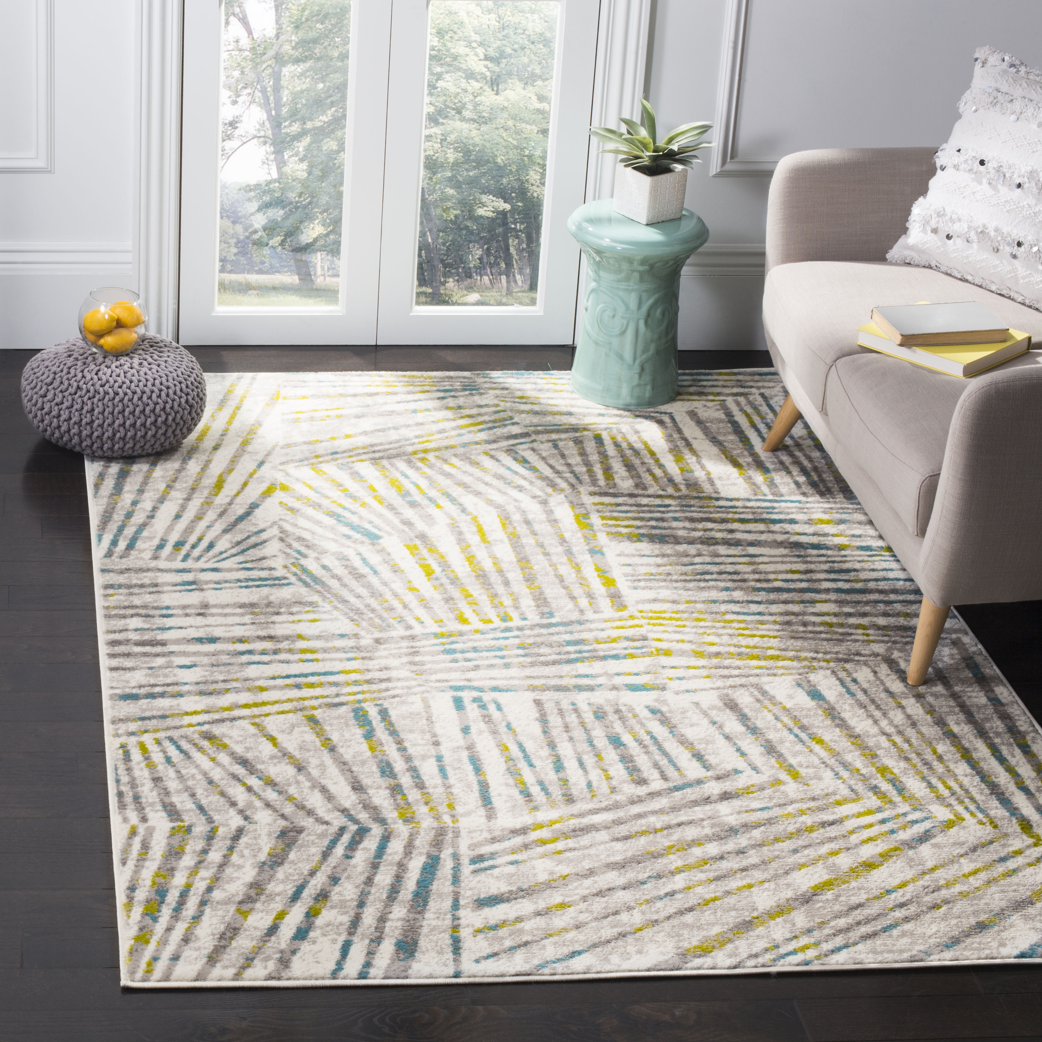 Arlo Home Woven Area Rug, SKY191G, Grey/Green,  4' X 6' - Image 1
