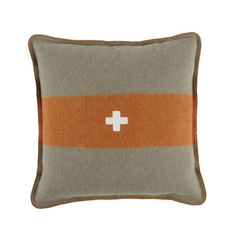 Bobo Intriguing Objects Swiss Army Wool 24" Throw Pillow Cover Color: Gray/Orange, Size: 24" x 24" - Image 0