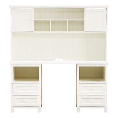 Beadboard Smart(TM) Double Cubby Hutch Storage Desk, Simply White - Image 0