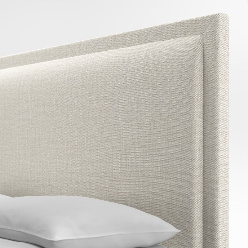 Meraux 56" Natural Beige Upholstered King Headboard with Batten White Oak Storage Bed Base - Image 2