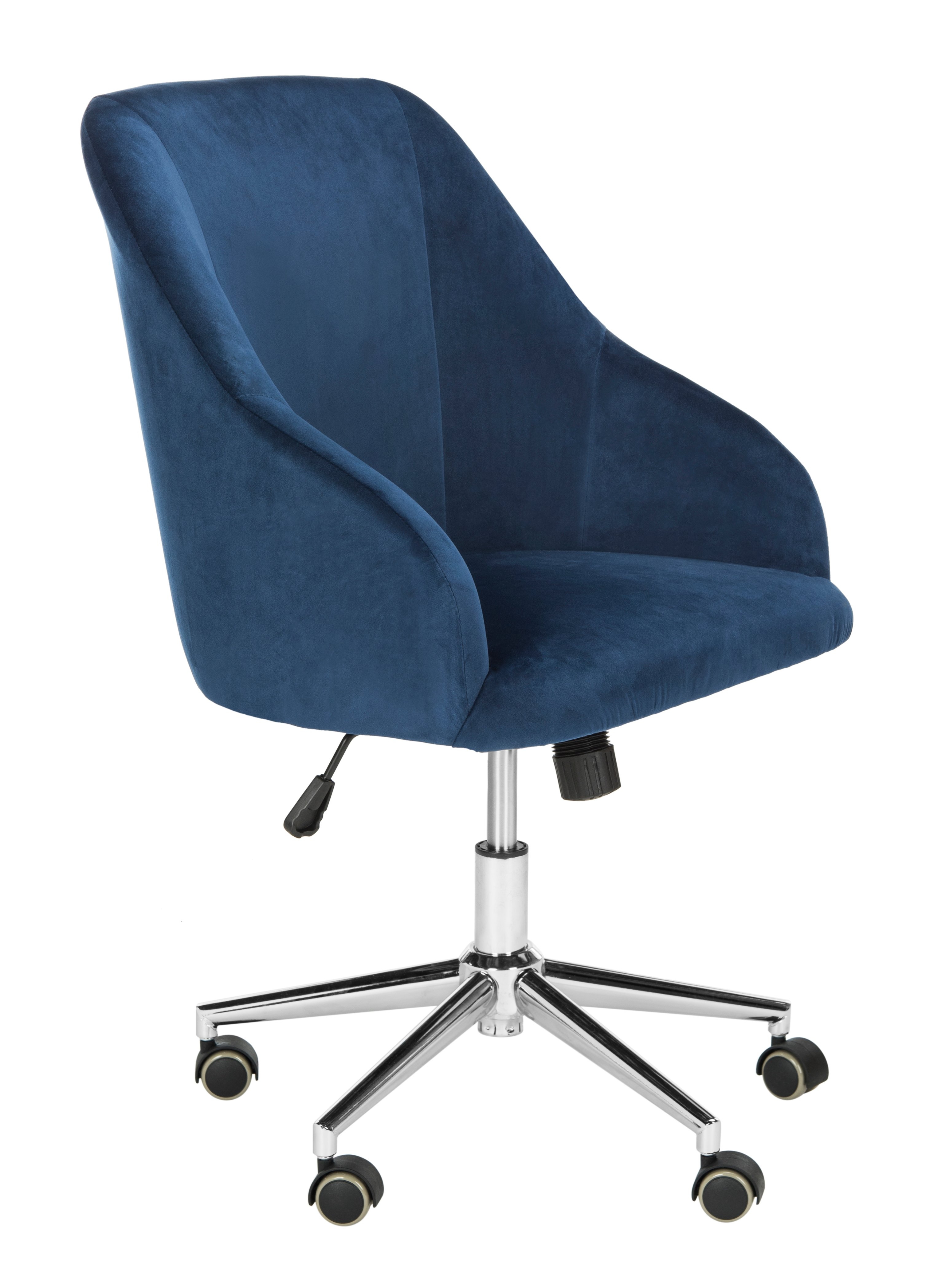 Adrienne Velvet Chrome Leg Swivel Office Chair - Navy/Chrome - Arlo Home - Image 1