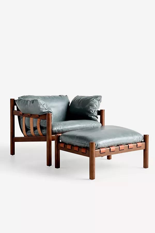 Inez Leather Ottoman - Image 0