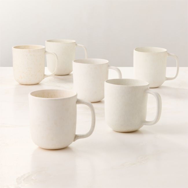Drift White Mugs with Reactive Glaze 12oz Set of 6 - Image 0