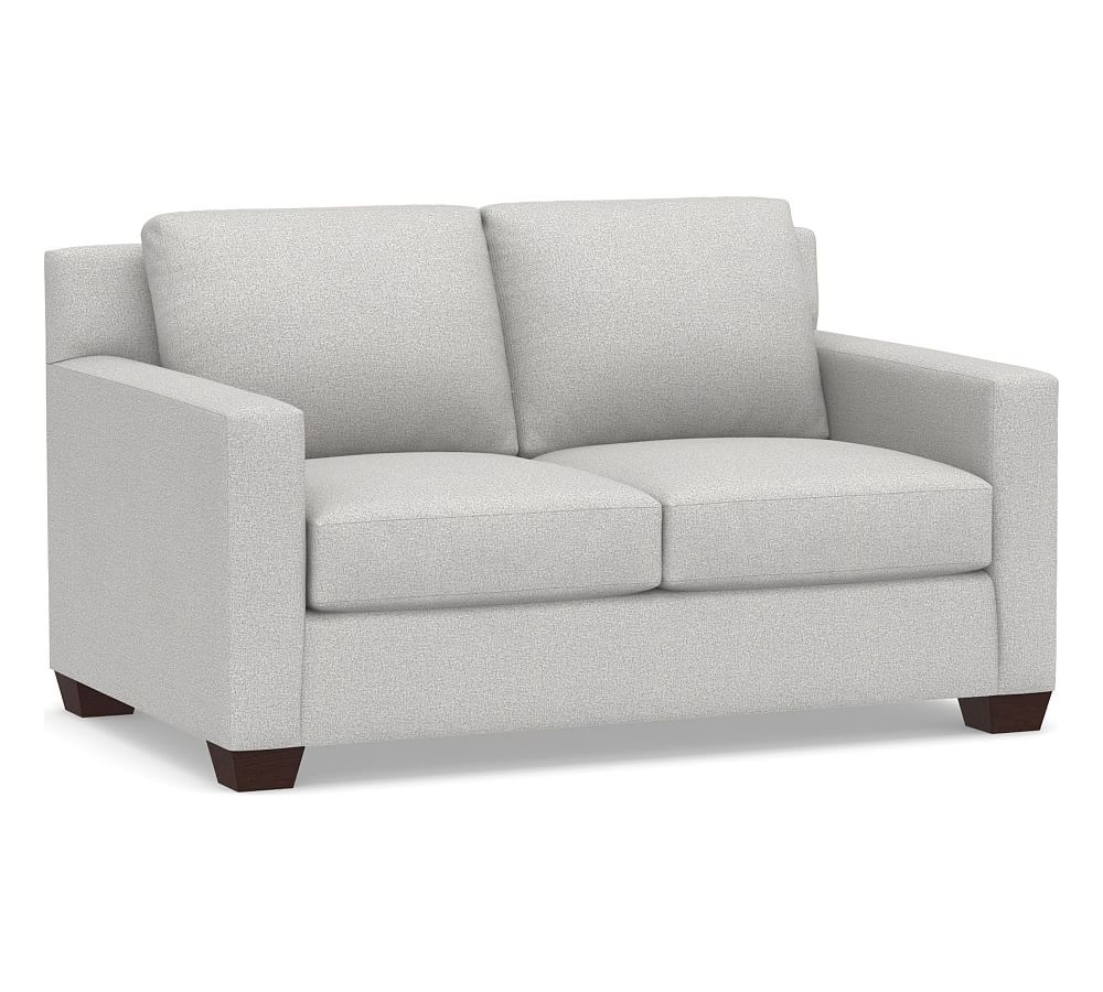 York Square Arm Upholstered Loveseat 60.5", Down Blend Wrapped Cushions, Park Weave Ash - Image 0