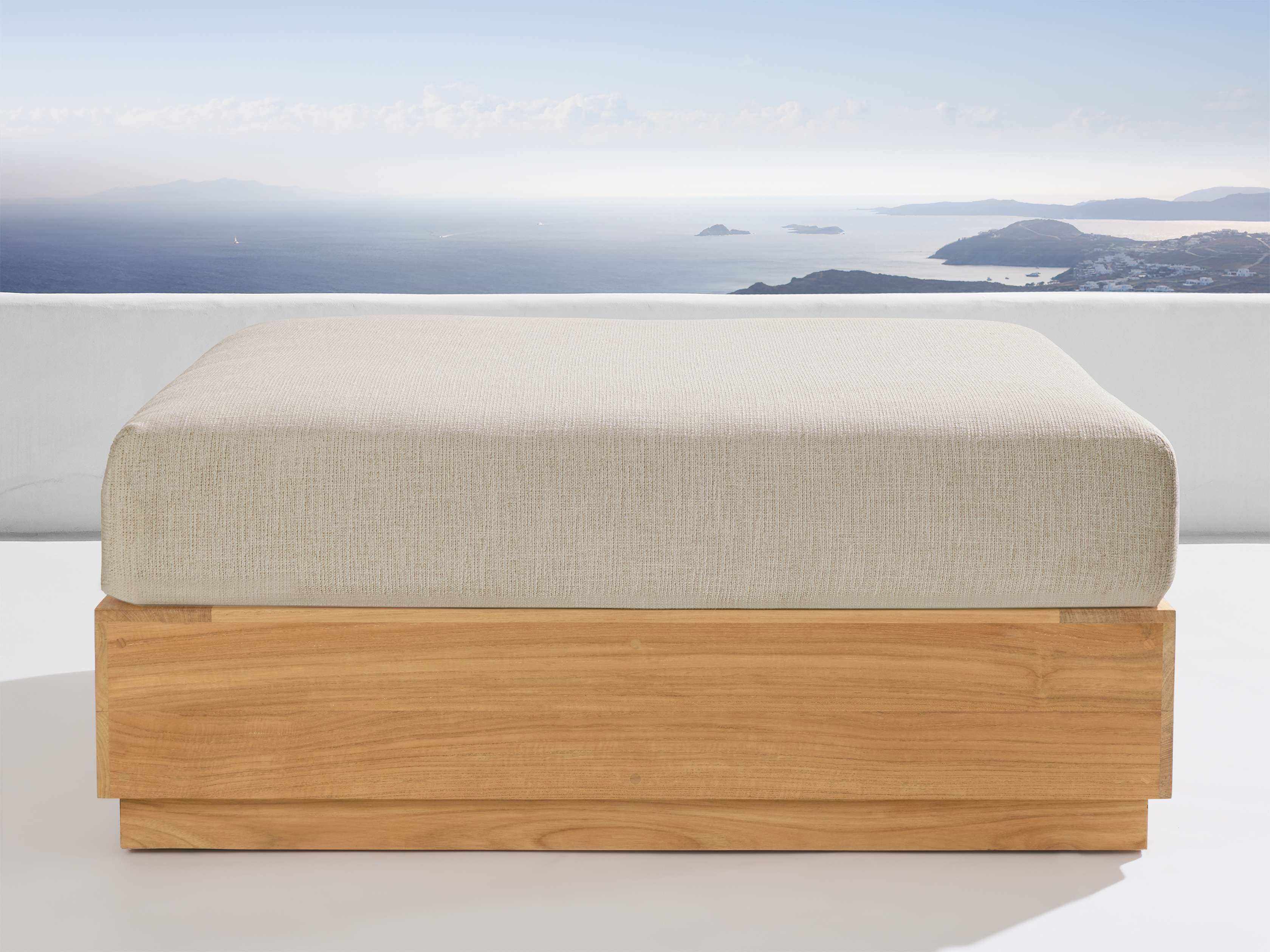 Bal Harbour Outdoor Ottoman Teak in Natural  Eden Oyster - Image 0