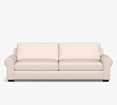 Big Sur Roll Arm Upholstered Grand Sofa 106" 2-Seater, Down Blend Wrapped Cushions, Performance Heathered Basketweave Navy - Image 3
