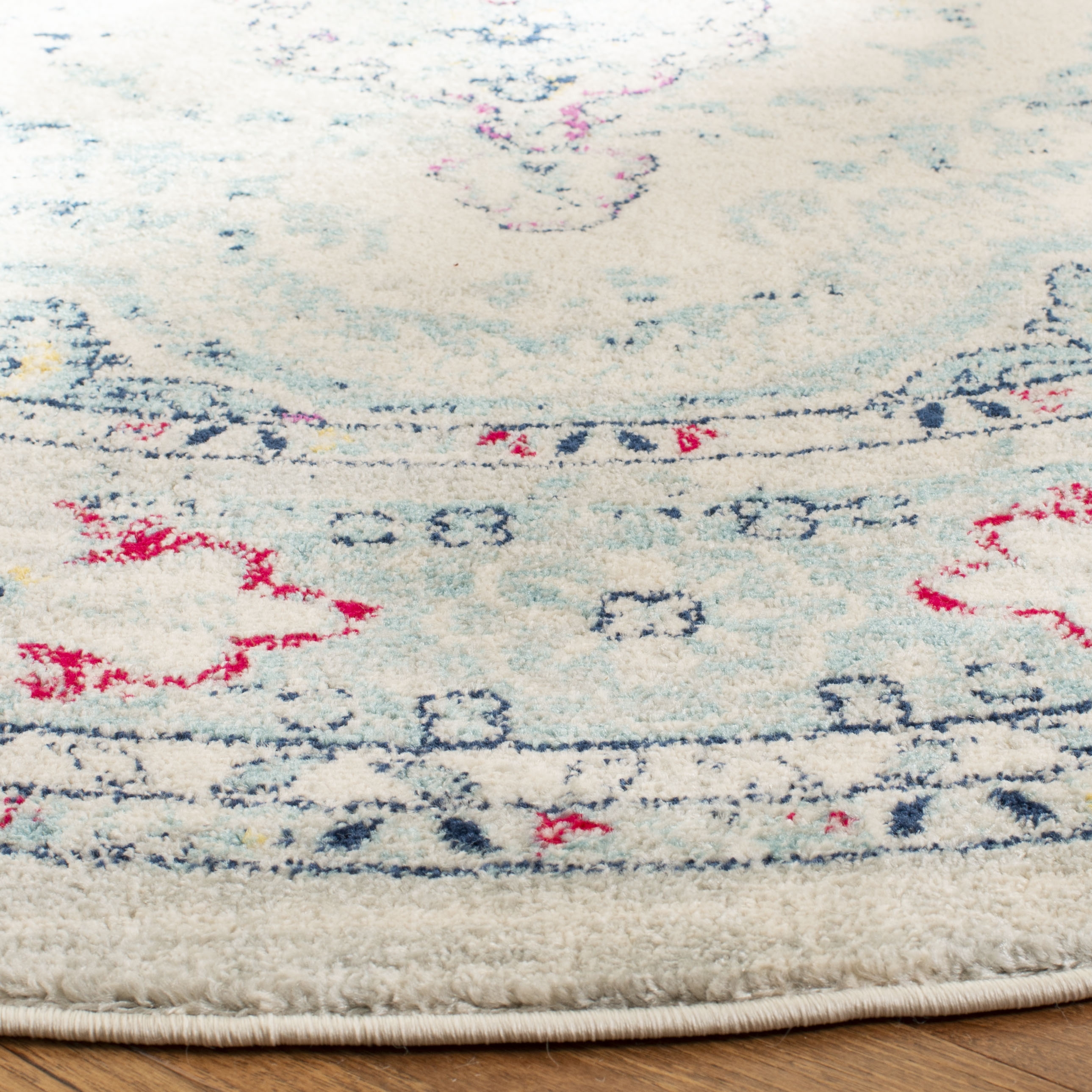 Arlo Home Woven Area Rug, MAD926R, Light Grey/Fuchsia,  6' 7" X 6' 7" Round - Image 2