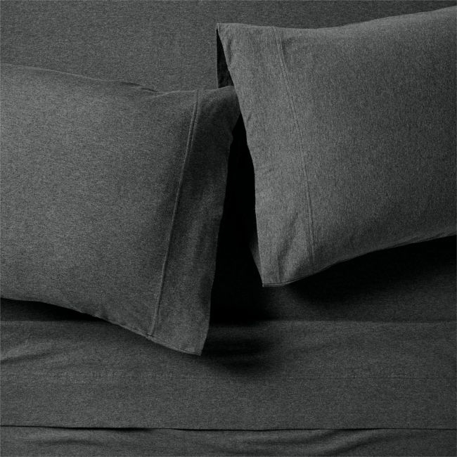 Comfy Tee Charcoal Organic Cotton Jersey Kids Full Sheet Set - Image 0