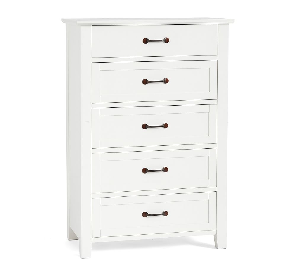 Stratton 5-Drawer Tall Dresser, White - Image 0