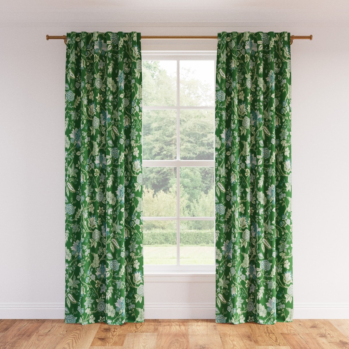 Printed Linen Curtain, Green La Vendee, 50" x 96", Privacy - Image 0