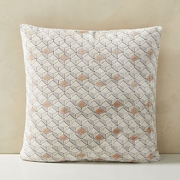Tricolor Diamond Cut Velvet Pillow Cover, 20"x20", Dusty Blush - Image 0