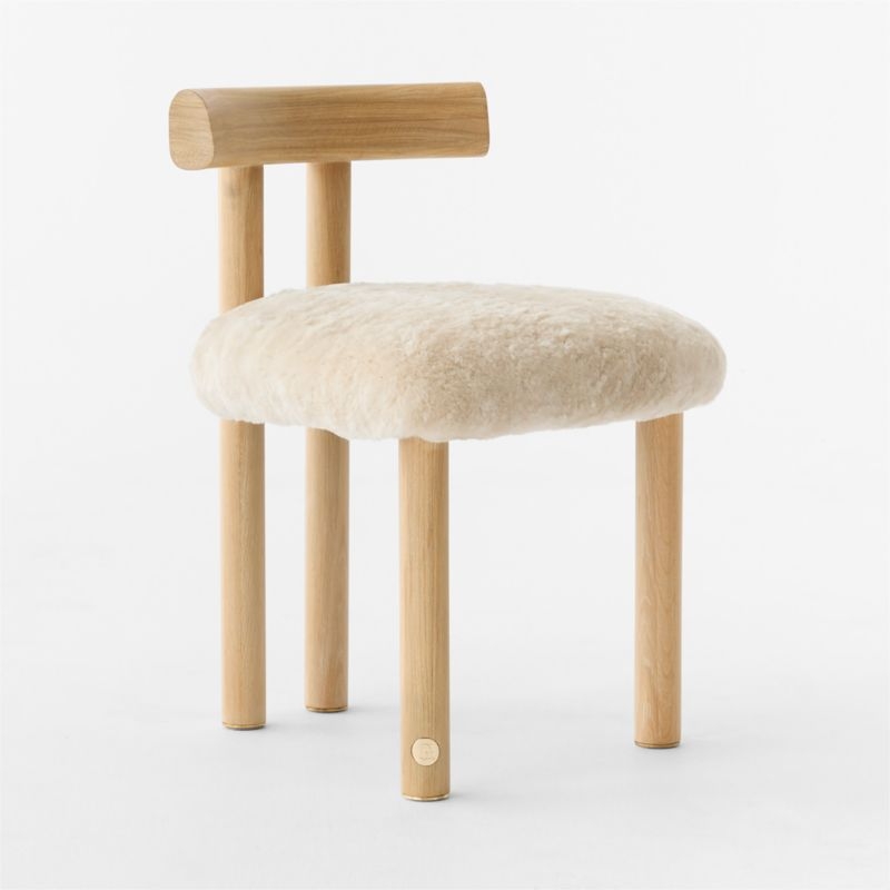 Perle Shearling and Oak Wood Dining Chair by goop - Image 10