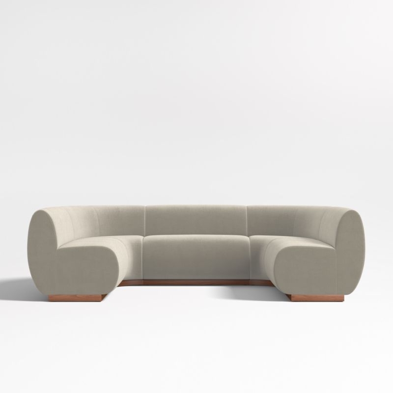 Leandro Tan Brown U-Shaped Dining Banquette with Rounded Corners - Image 1
