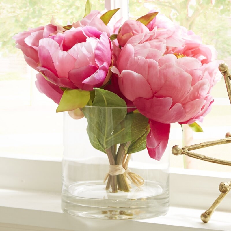 T&C Floral Company Fresh Cut Peony Floral Arrangements in Jar - Image 1