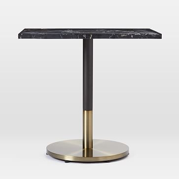 Black Marble 24x32" Orbit Bistro Table, Antique Bronze, Blackened Brass Base - Image 0