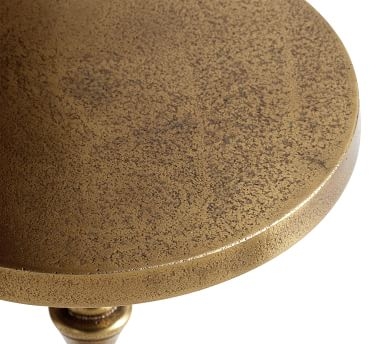 Round 9.5" Metal Cocktail Table, Antique Brass - Image 2