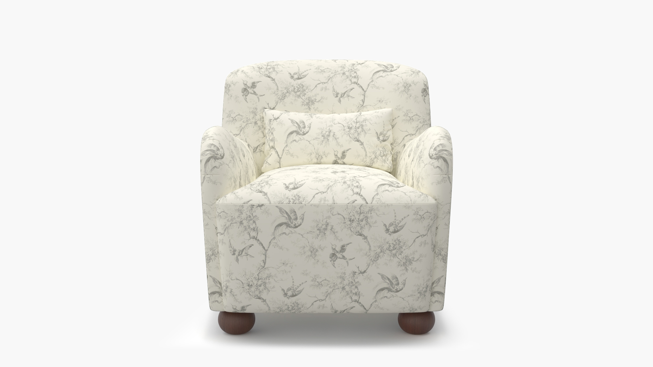 Club Chair, Cream Swallows, Walnut Bun Foot - Image 0