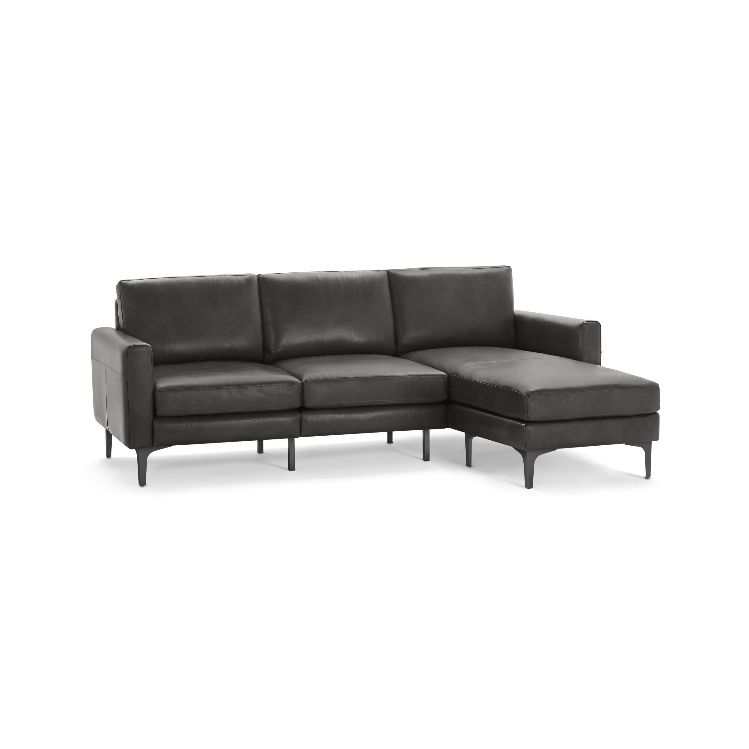 Nomad Leather Sectional in Slate, Black Metal Legs - Image 0