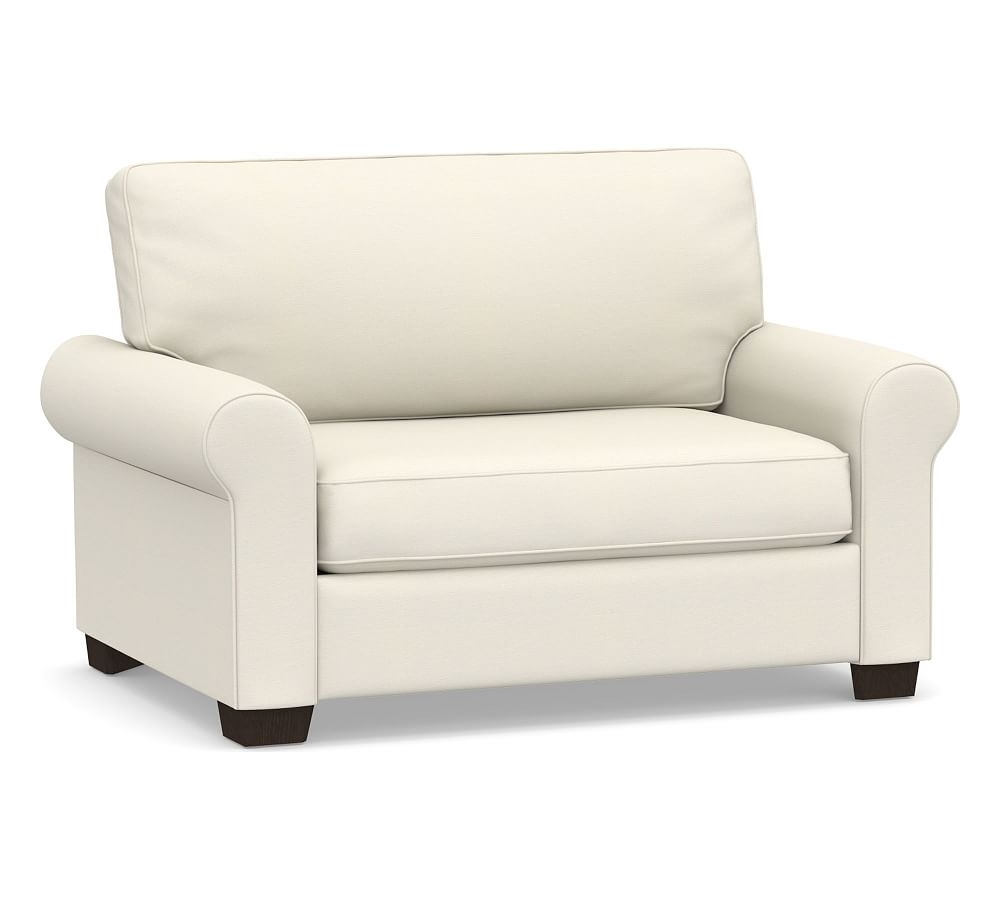 Buchanan Roll Arm Upholstered Twin Sleeper Sofa, Polyester Wrapped Cushions, Textured Twill Ivory - Image 0