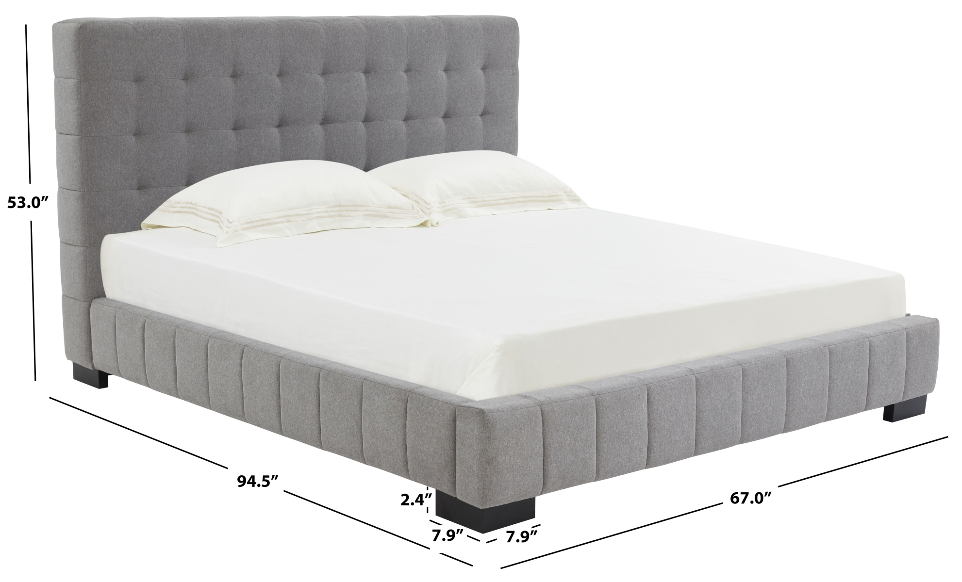 Vivaldi Tufted Linen Bed - Grey/Black - Image 5
