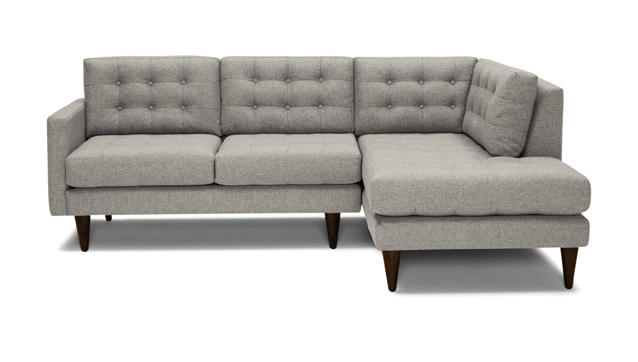 White Eliot Mid Century Modern Apartment Sectional with Bumper - Bloke Cotton - Mocha - Right  - Image 0