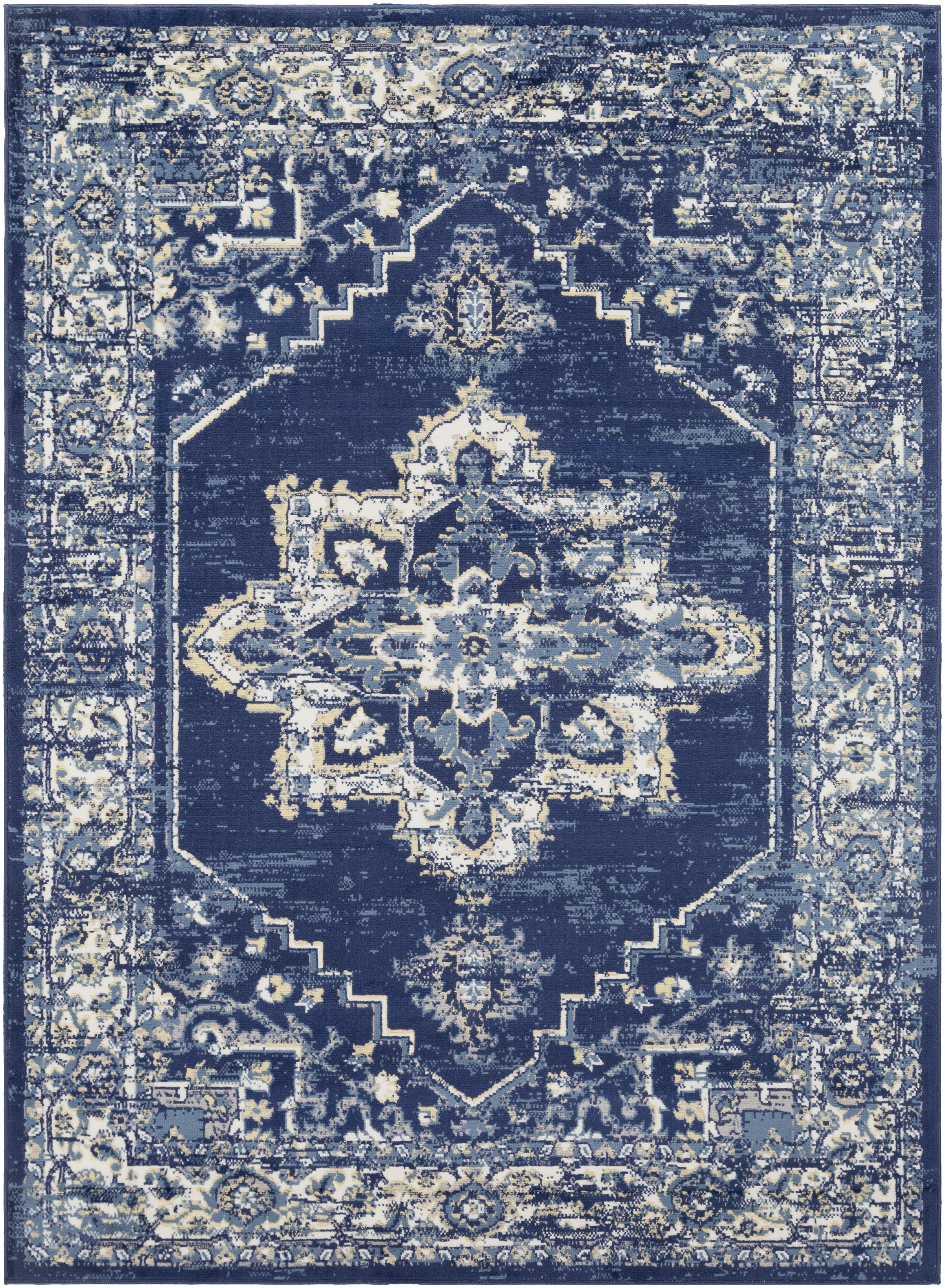 Ustad Blue Indoor 5'3" x 7'3" Machine Woven Rug - Image 0