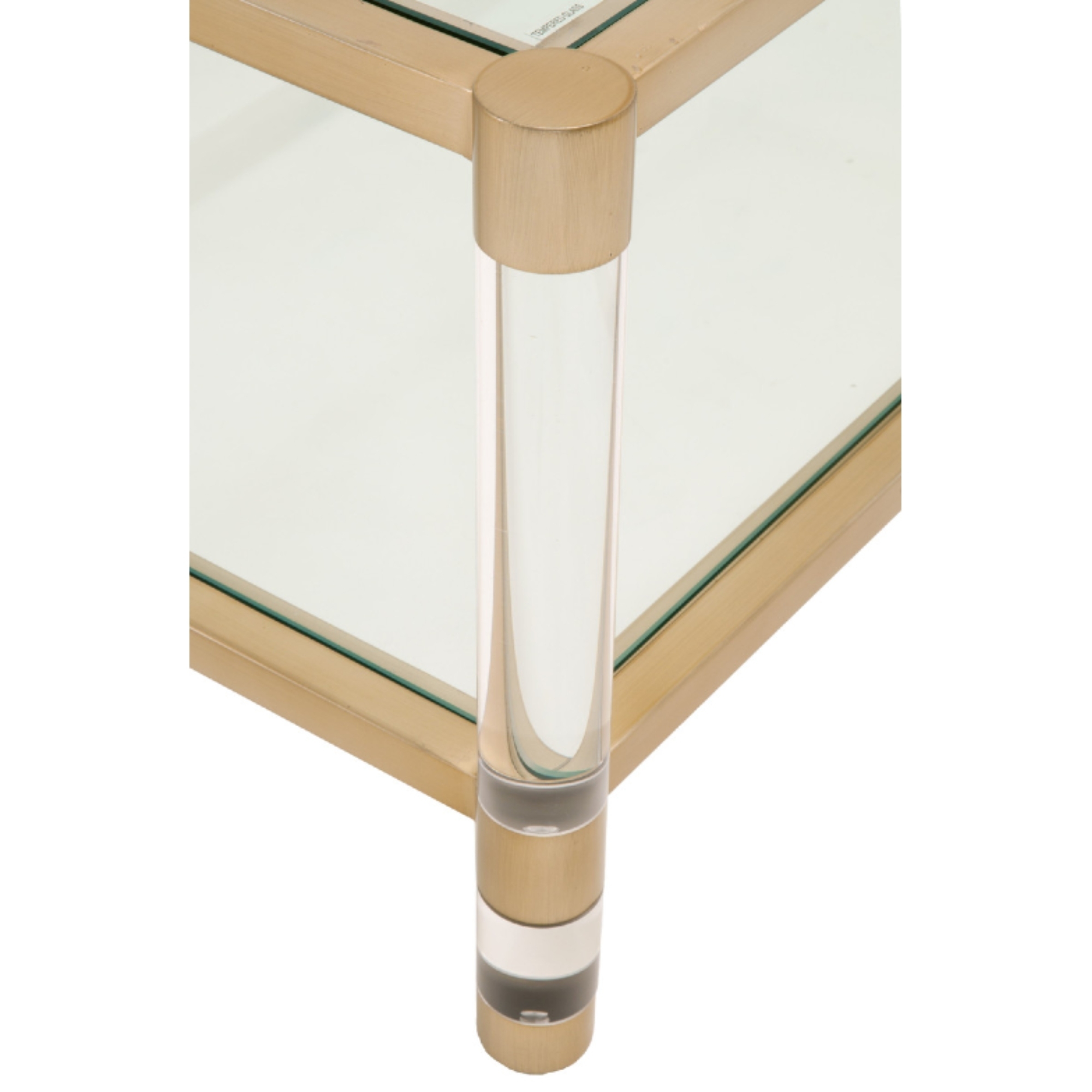 Rowan Modern Classic Glass Gold Metal Rectangular Coffee Table - Image 4