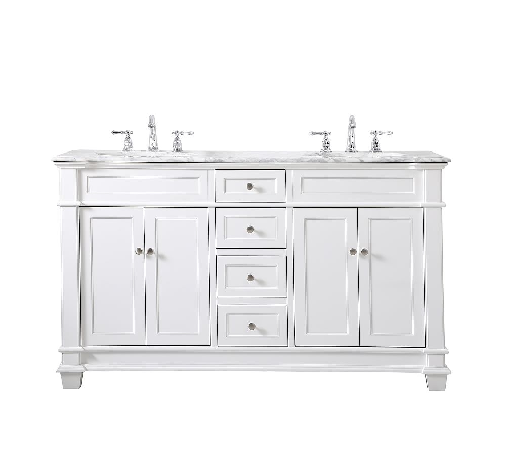 White Engel Double Sink Vanity, 60" - Image 0