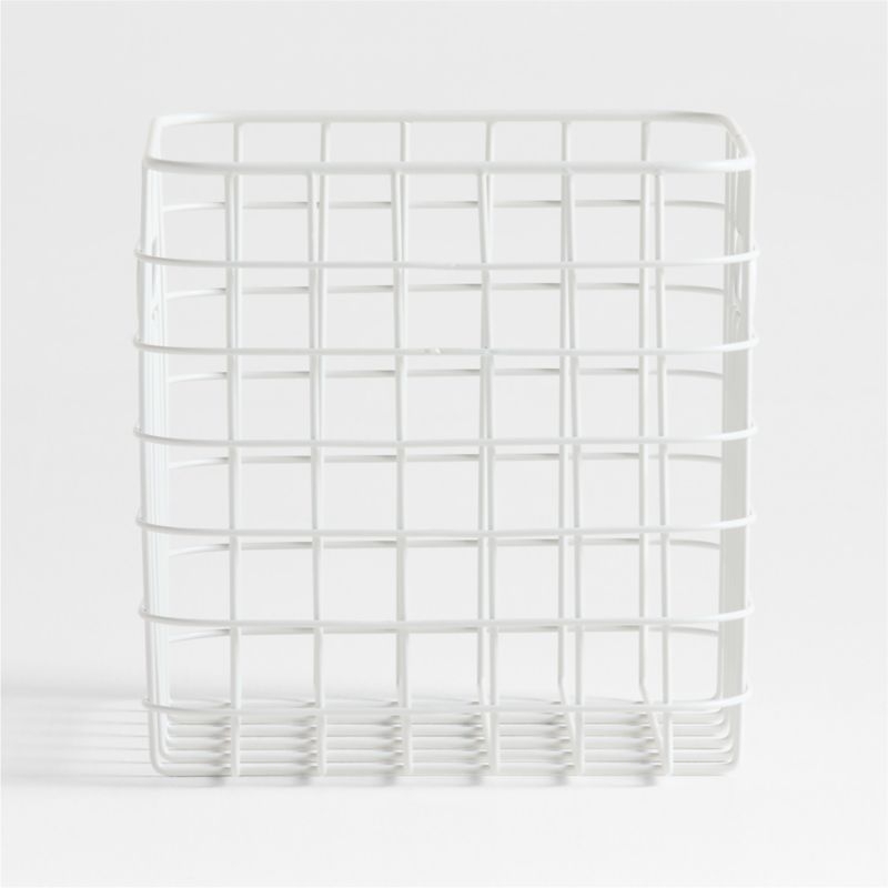 Outline White Wire Metal Storage Bin with Handles - Image 3