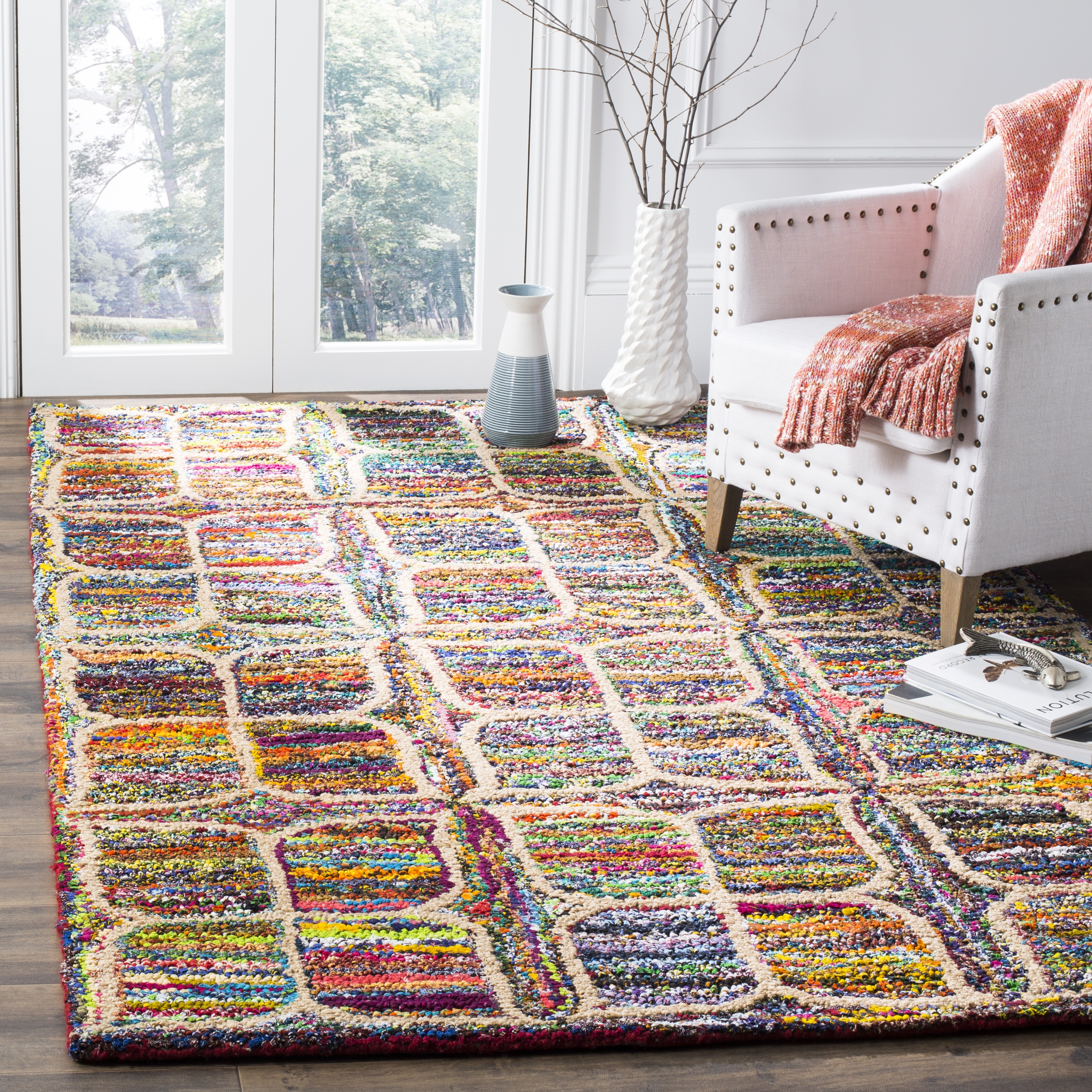 Arlo Home Hand Tufted Area Rug, NAN438A, Multi,  5' X 8' - Image 1