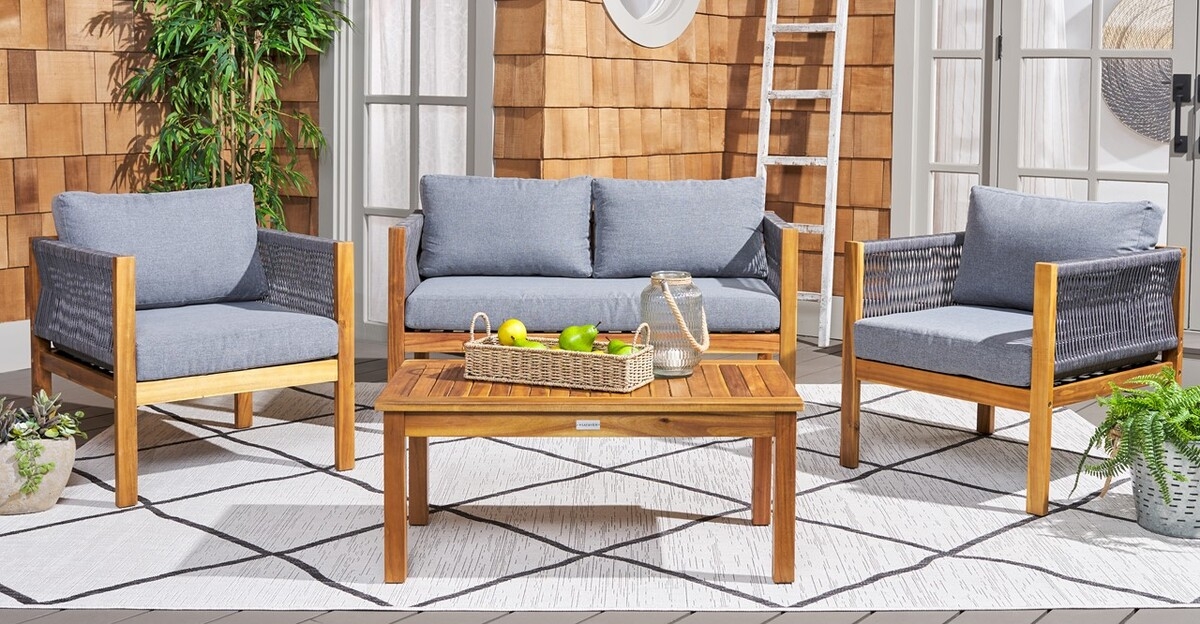 Wilson 4 Pc Living Set - Grey/Grey - Safavieh - Image 1