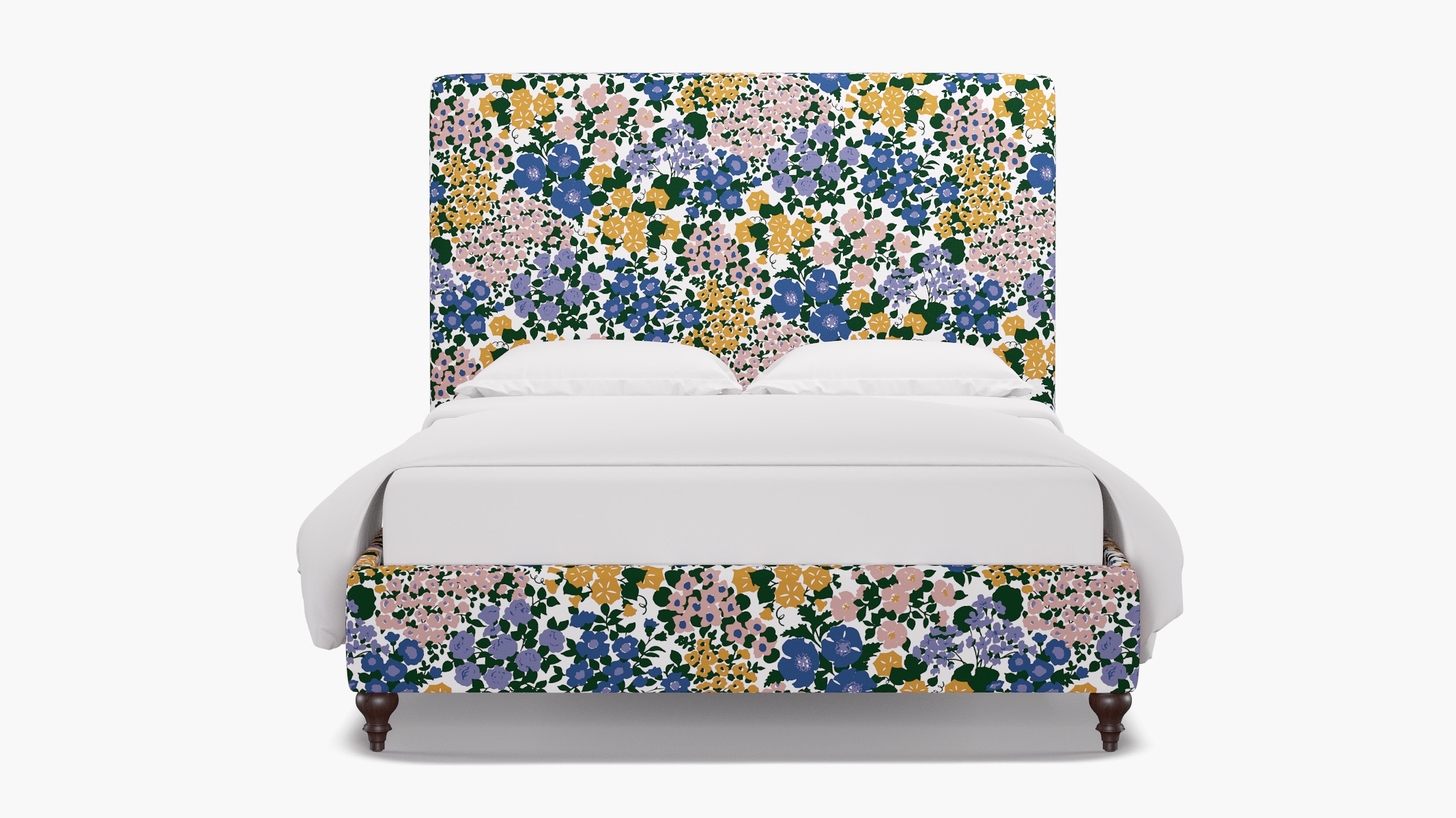 Classic Bed, Lavender Million Flowers, Espresso Traditional Turned Leg, Queen - Image 0