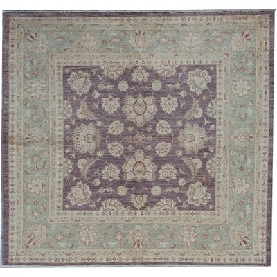 One-of-a-Kind Ziegler Hand-Knotted Purple/Gray/Beige 5'9" x 6'1" Wool Area Rug - Image 0