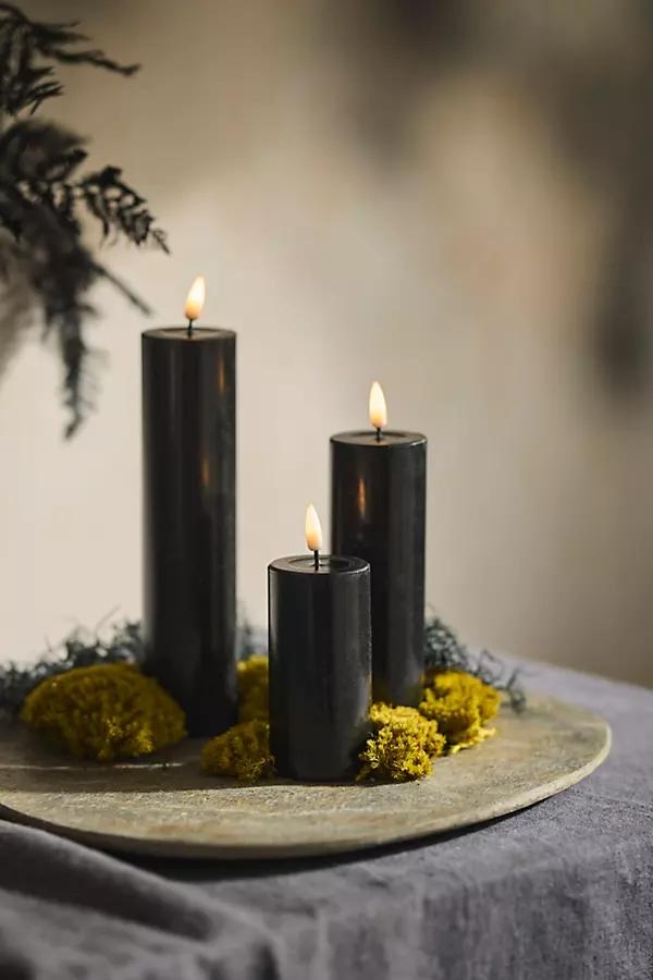 Flameless Black Wax Pillar Candle - Image 0