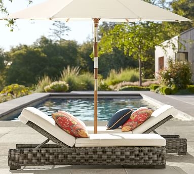 Huntington Single Chaise Lounge Cushion Slipcover, Sunbrella(R) Stripe; Bungalow Charcoal - Image 4
