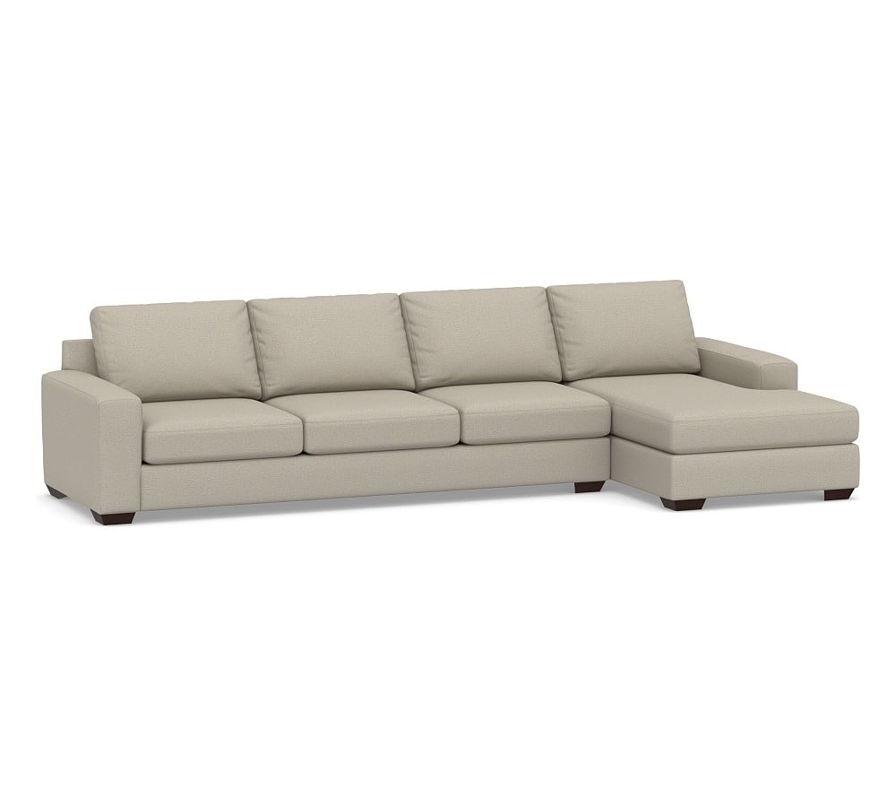 Big Sur Square Arm Upholstered Left Arm Grand Sofa with Chaise Sectional, Down Blend Wrapped Cushions, Performance Boucle Fog - Image 0