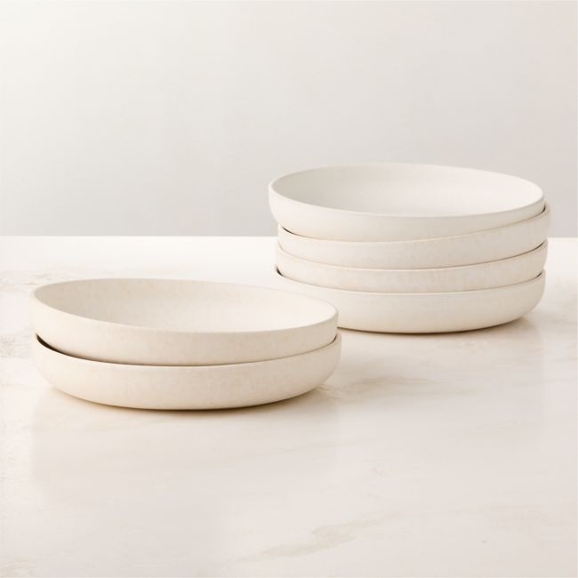 Drift White Pasta Bowls with Reactive Glaze Set of 6 - Image 0