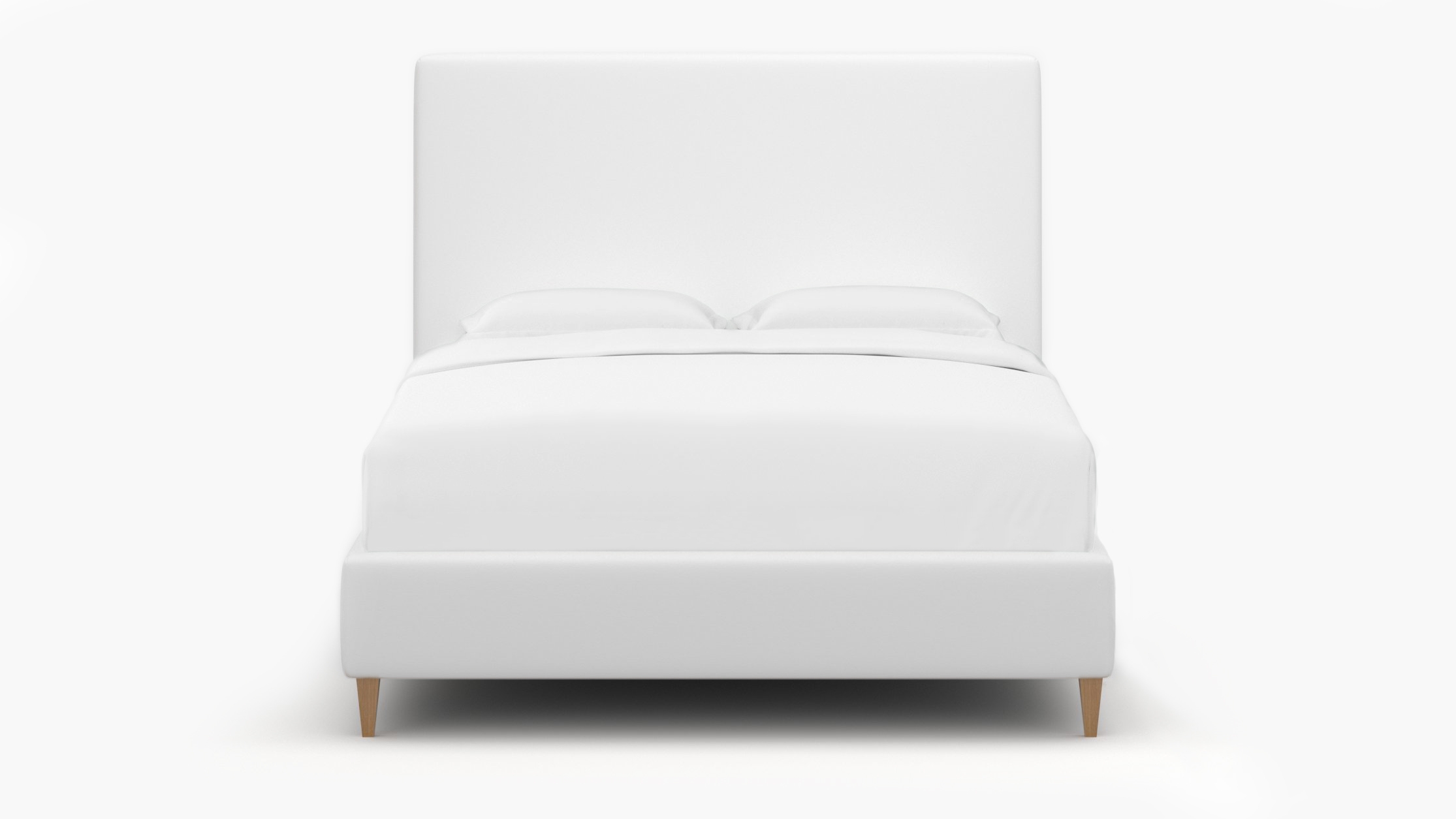 Classic Bed, White Twill, Natural Square Tapered Leg, King - Image 0