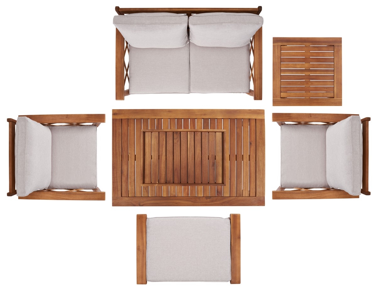 Loanna 6Pc Outdoor Living Set - Natural/Light Grey - Safavieh - Image 4