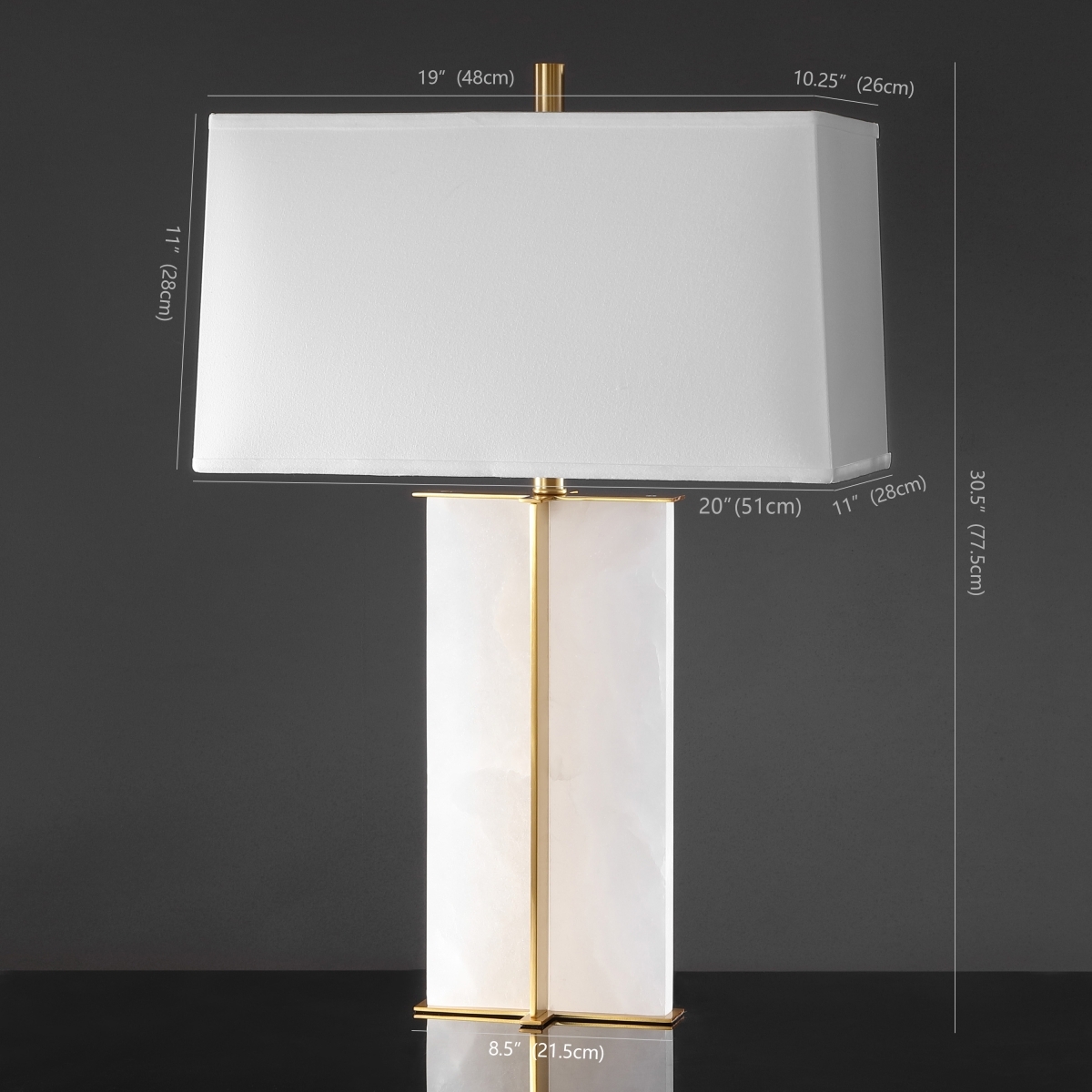 Safavieh Couture Natalee Marble Table Lamp - Gold/White - Image 6